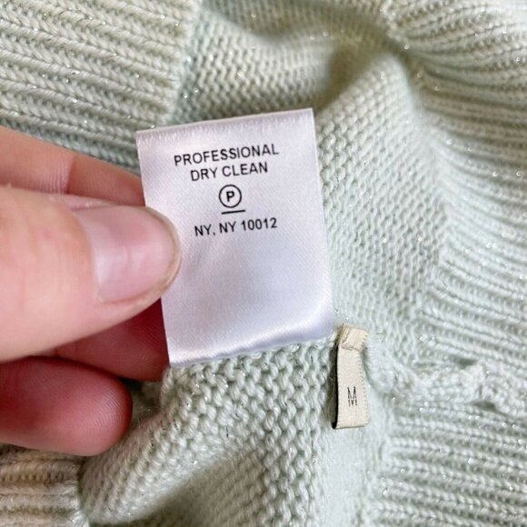 Hellessy Joffe Satin Sleeve Sweater Size Assymettric collar Button Down mint - Picture 9 of 12